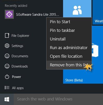 Windows 10 प्रारंभ मेनू में हाल ही में जोड़े गए एप्लिकेशन समूह को दिखाएँ, छिपाएँ