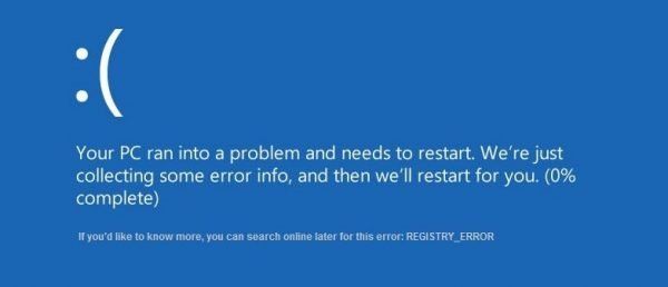 Labojiet Blue Screen REGISTRY_ERROR operētājsistēmā Windows 10