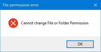 Не може да се промени разрешението за файл или папка
