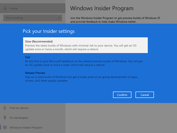 inscrivez-vous au programme Windows Insider