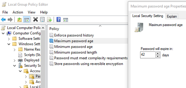 Imposta la data di scadenza della password utilizzando i criteri di gruppo