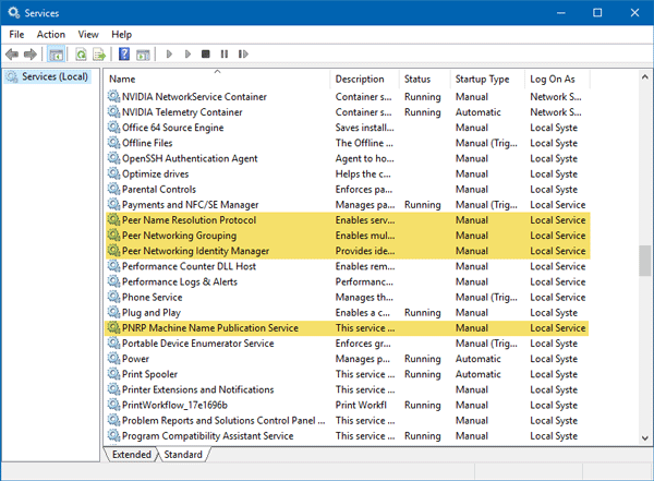 Windows tidak boleh memulakan Perkhidmatan Pengumpulan Rangkaian Rakan Sebaya pada Komputer Tempatan