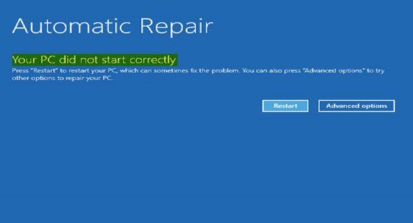 Korjaus: Tietokoneesi ei käynnistynyt viesti oikein Windows 10: ssä