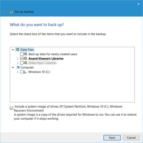 Määritä Varmuuskopiointi-ominaisuus Windows 10: ssä