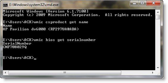 Намерете името на компютърния модел или серийния номер в Windows 10 с помощта на CMD