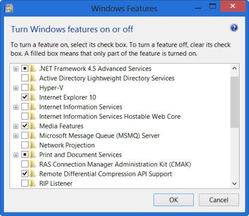 Windowsi funktsioonide sisse- või väljalülitamine