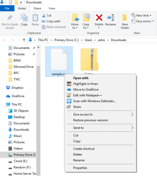 Com obrir fitxers RAR a Windows 10