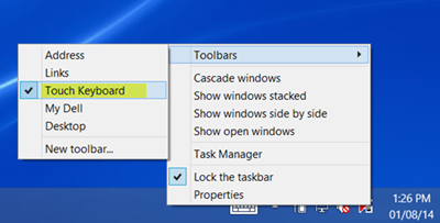 dotyková klávesnice v systému Windows 8