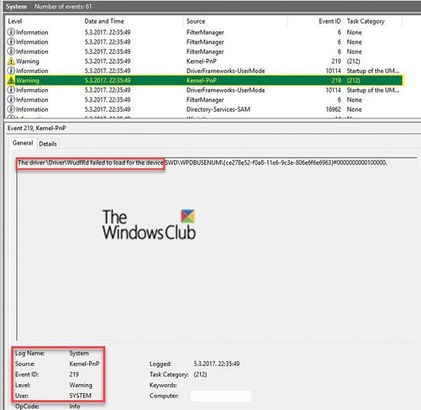 Erreur d'ID d'événement 219 lors de la connexion d'un appareil à Windows 10