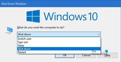 Windows 10 컴퓨터 종료 또는 잠금에 대한 바로 가기 키