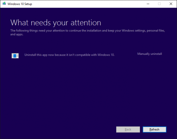 Zdaj odstranite to aplikacijo, ker ni združljiva z operacijskim sistemom Windows 10
