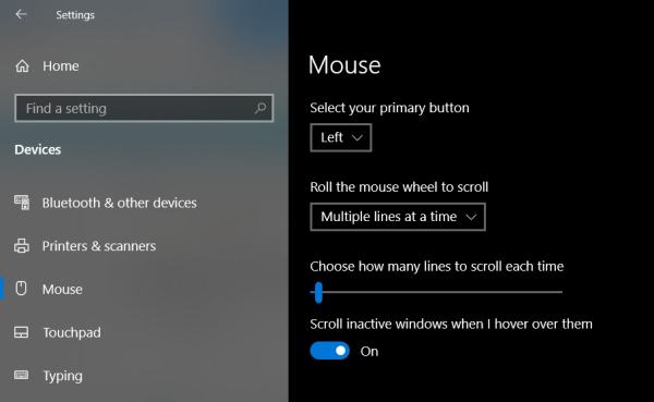 Автоматическая прокрутка мыши в Windows 10 вверх или вниз