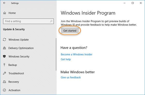 Gumb za početak je zasivljen - ne možete dobiti Windows Insider Preview Builds
