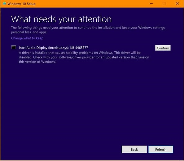 Windows 10 özellik güncellemelerini engelleyen Intel Display Audio aygıt sürücüleri