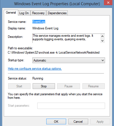 Windows ఈవెంట్ లాగ్ లక్షణాలు