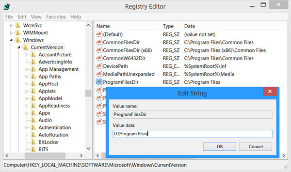 Modifier l'emplacement du répertoire d'installation des fichiers de programme par défaut dans Windows 10
