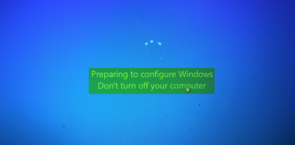 Computer vastgelopen bij het voorbereiden om het Windows-scherm te configureren