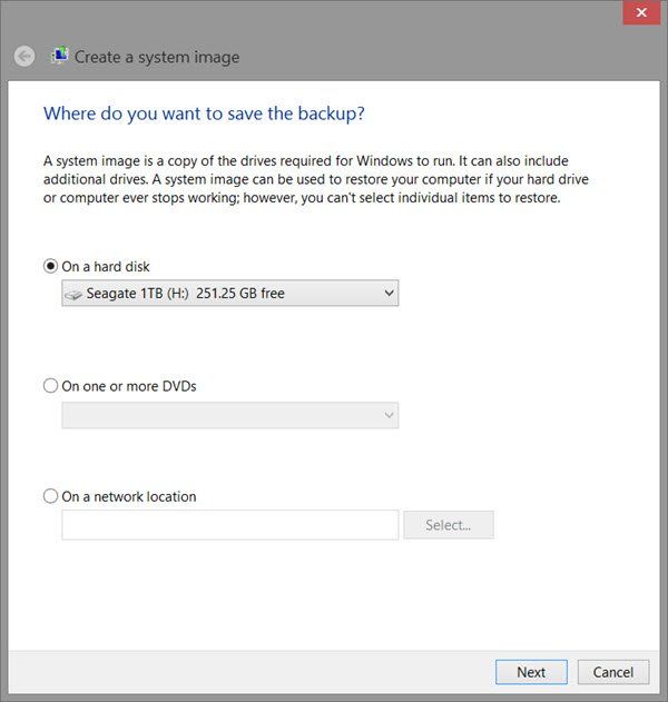Buat atau Pulihkan Imej Sistem di Windows 10
