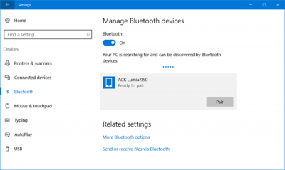 Bluetoothin sammuttaminen tai poistaminen käytöstä Windows 10: ssä