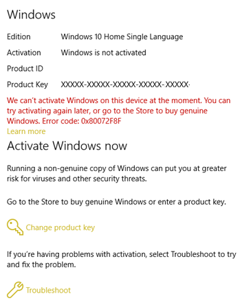 Opraviť chybu 0x80072F8F pre Windows Update, Activation a Microsoft Store v systéme Windows 10
