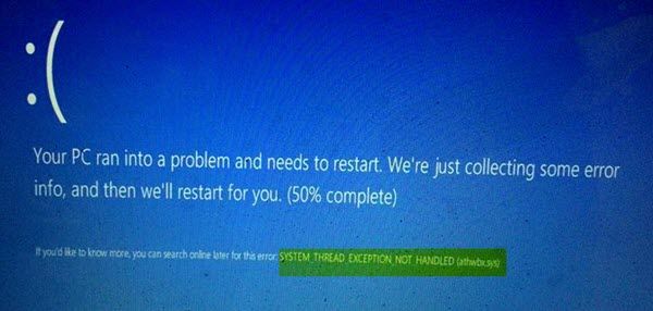 Javítsa ki az athwbx.sys Blue Screen hibát a Windows 10 rendszerben