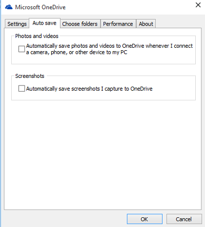Prenehajte shranjevati posnetke zaslona v OneDrive