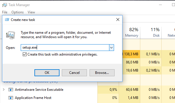 Mise à jour de Windows 10 bloquée sur un écran vide avec uniquement la corbeille et la barre des tâches