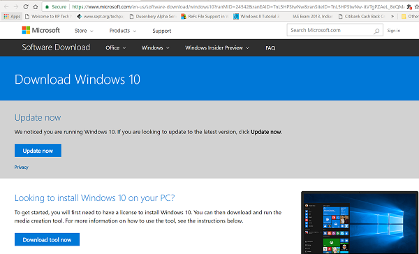 Mise à niveau vers la mise à jour 20H2 de Windows 10 à l'aide de l'assistant de mise à jour de Windows 10