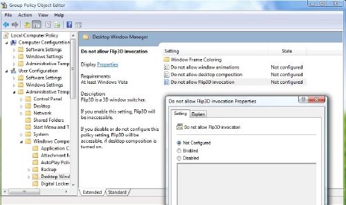 Käännä 3D-ominaisuus Windows 7: ssä - Ota käyttöön tai poista käytöstä