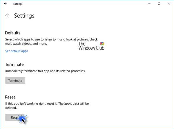 Sovellusasetusten palauttaminen Windows 10:ssä