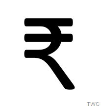 Indiase valuta Rupee-symbool