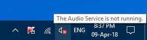 Audio usluga nije pokrenuta u sustavu Windows 10