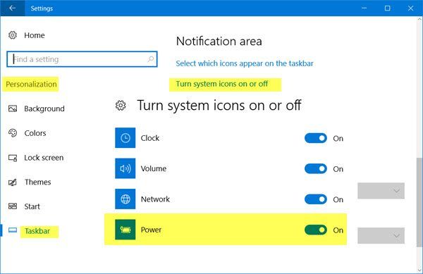Значок батареи отсутствует на панели задач; Настройка кнопки питания недоступна в Windows 10