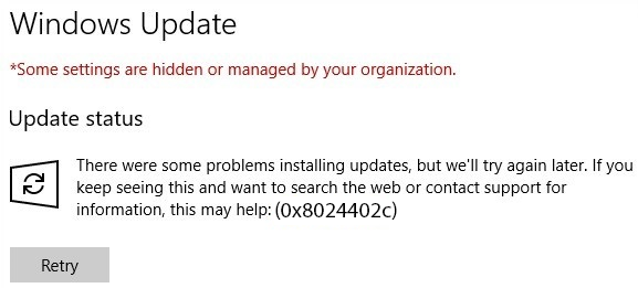 Correction du code d'erreur Windows Update 0x8024402c