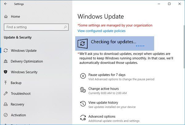 Mise à jour de Windows 10 bloquée lors de la recherche de mises à jour