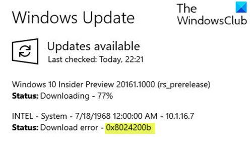 Διορθώστε το σφάλμα λήψης του Windows Update 0x8024200B στα Windows 10