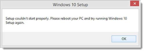 Инсталацията не може да стартира правилно Windows 10