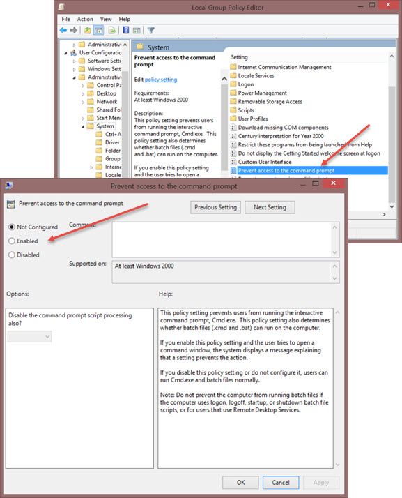 Activer ou désactiver l'invite de commande à l'aide de la stratégie de groupe ou du registre dans Windows 10