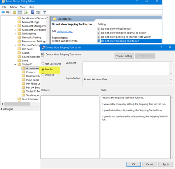 Cómo habilitar o deshabilitar la herramienta de recorte en Windows 10