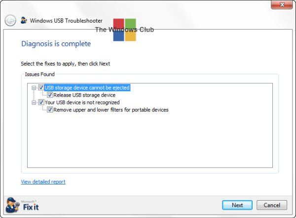 Odstraňte problémy s USB a problémy s Windows USB Troubleshooter