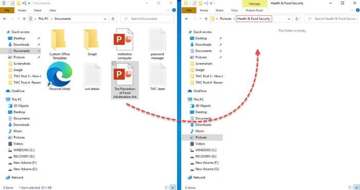 كيفية نقل الملفات والمجلدات في Windows 10