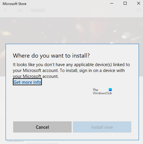 Похоже, у вас нет подходящих устройств, связанных с вашей учетной записью Microsoft.