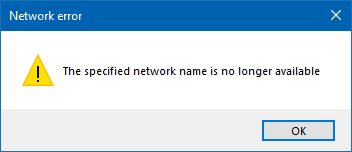 Määritetty verkon nimi ei ole enää käytettävissä