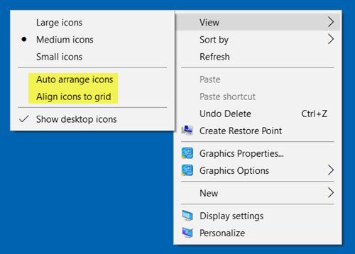 Les icônes du bureau changent d'ordre et se déplacent après le redémarrage de Windows 10