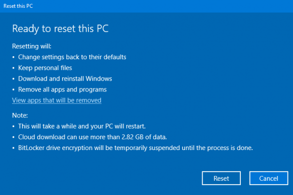 Cloud Reset Réinstaller Windows 10