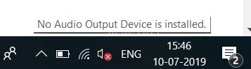 Ei äänilähtölaitetta ei ole asennettu -virhe Windows 10: ssä