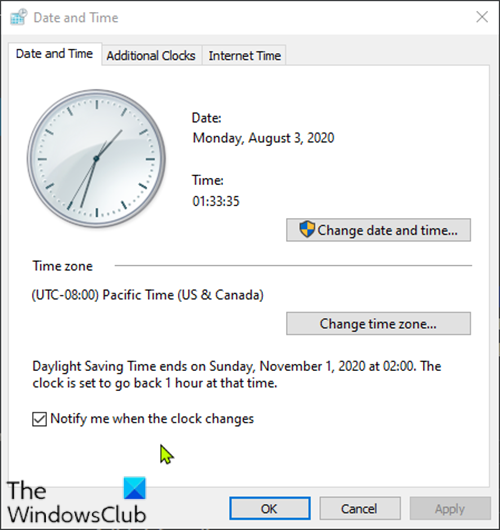 Windows 10 ei värskenda suveaja (DST) muutust