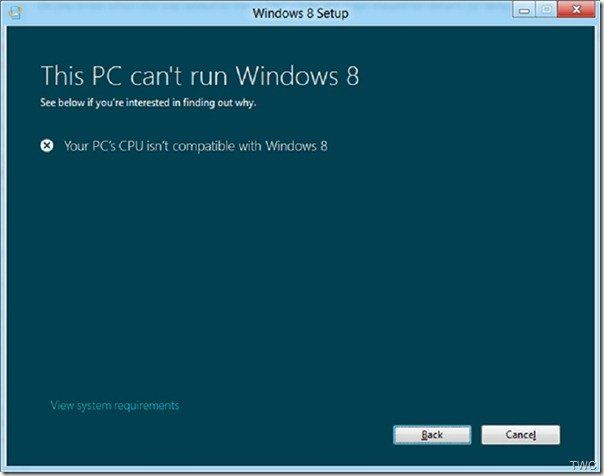 Jūsu datora centrālais procesors nav saderīgs ar Windows 10/8 — kļūdas skaidrojums