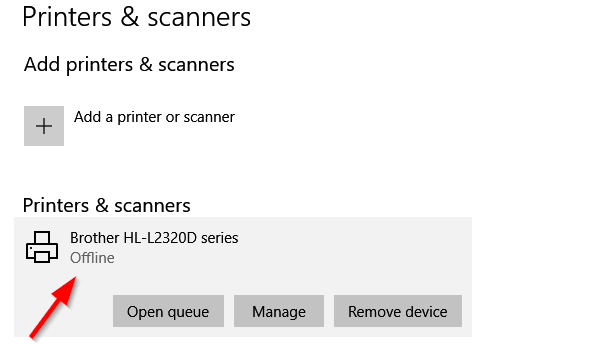Kā nomainīt printera statusu no bezsaistes uz tiešsaistes sistēmā Windows 10