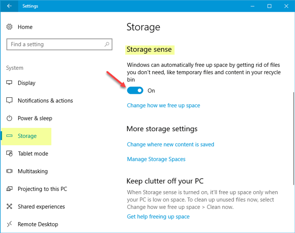 Automātiski izdzēsiet failus lejupielāžu mapē un atkritnē, izmantojot Storage Sense operētājsistēmā Windows 10